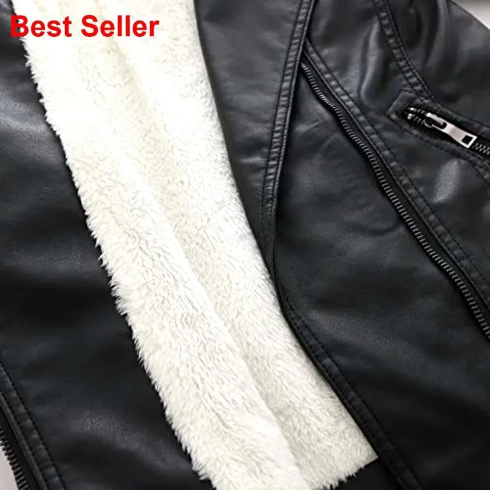 Faux Leather Motorcycle Jacket for Kids with Faux Fur Lining